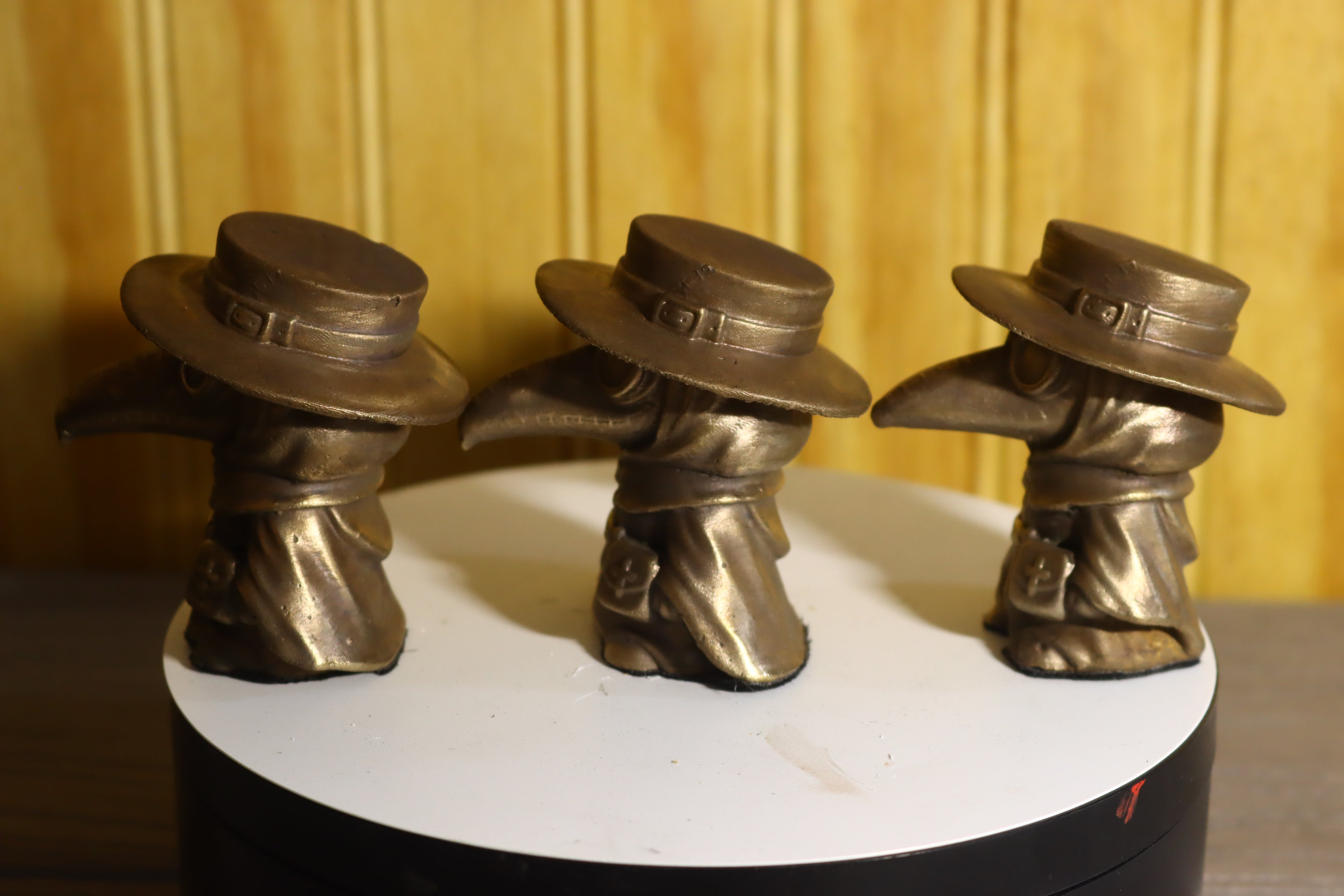 Hollow Cast Silicon Bronze Chibi Plague Doctor Statue 2" Tall