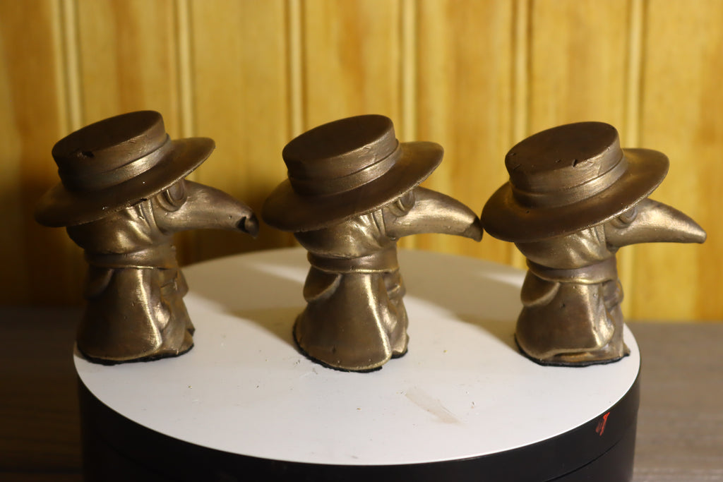 Hollow Cast Silicon Bronze Chibi Plague Doctor Statue 2" Tall