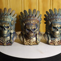 Hollow Cast Silicon Bronze Skeletal Indian Chief Statue 3" Tall