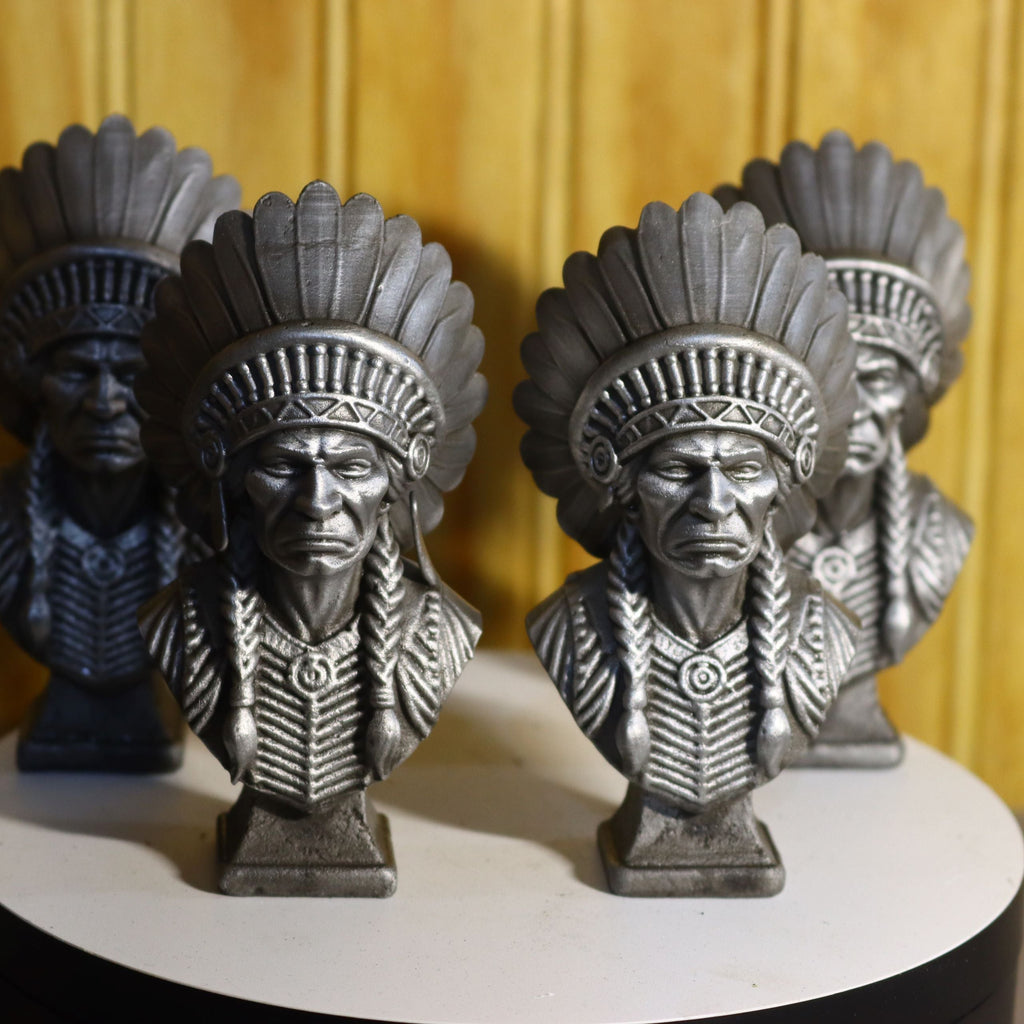 Solid Aluminum Alloy (Tenzaloy) Native American Chief Statue 4" Tall