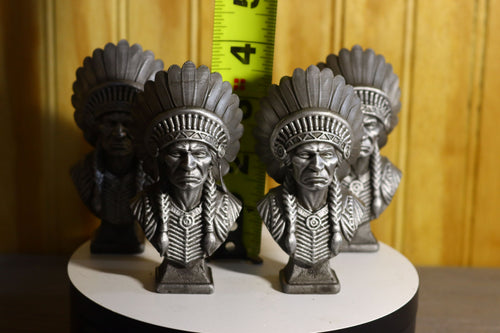 Solid Aluminum Alloy (Tenzaloy) Native American Chief Statue 4" Tall
