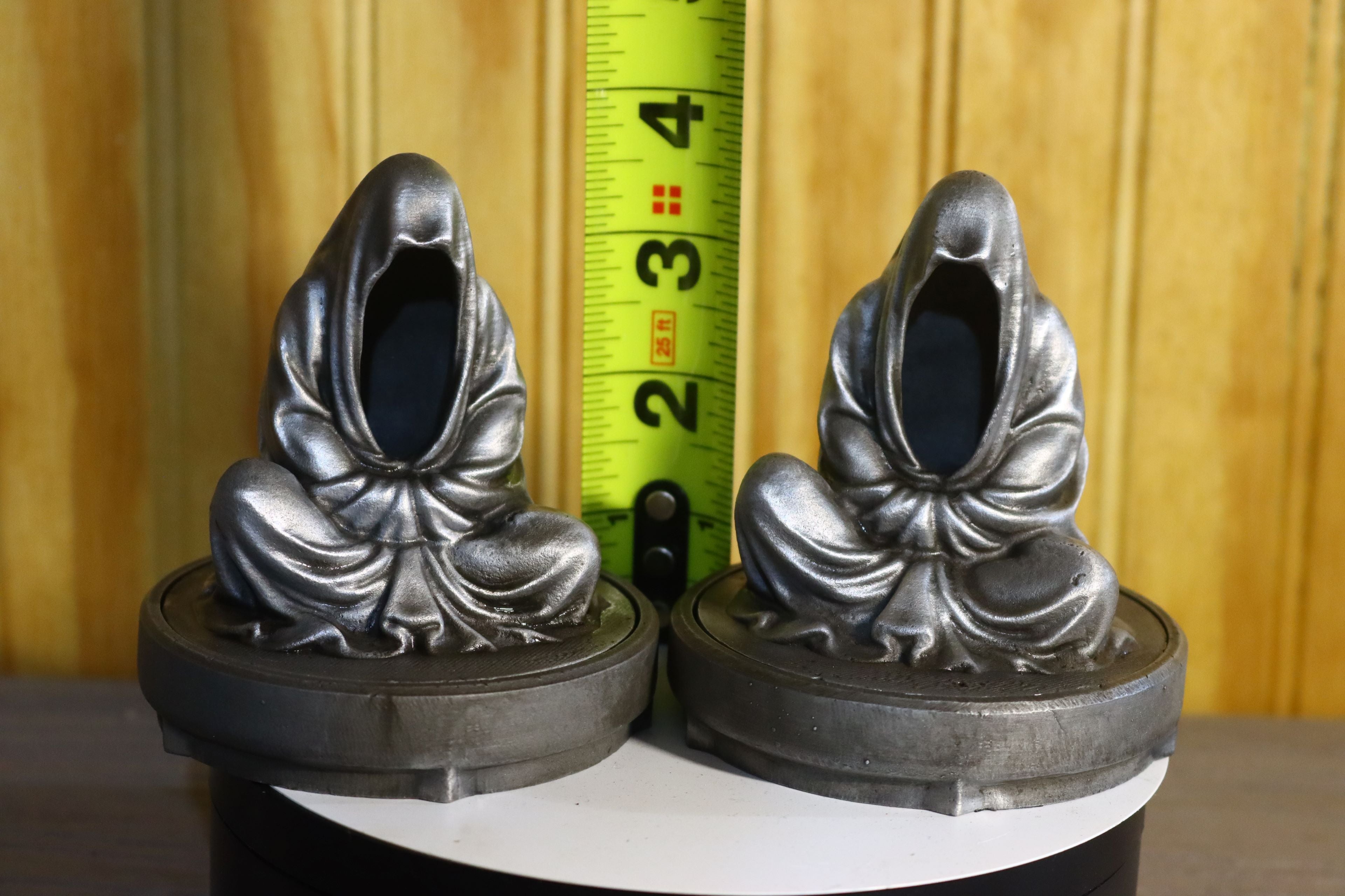 Solid Aluminum Alloy (Tenzaloy) Tealight Grim Reaper Statue 4" Tall w/ Removeable Base