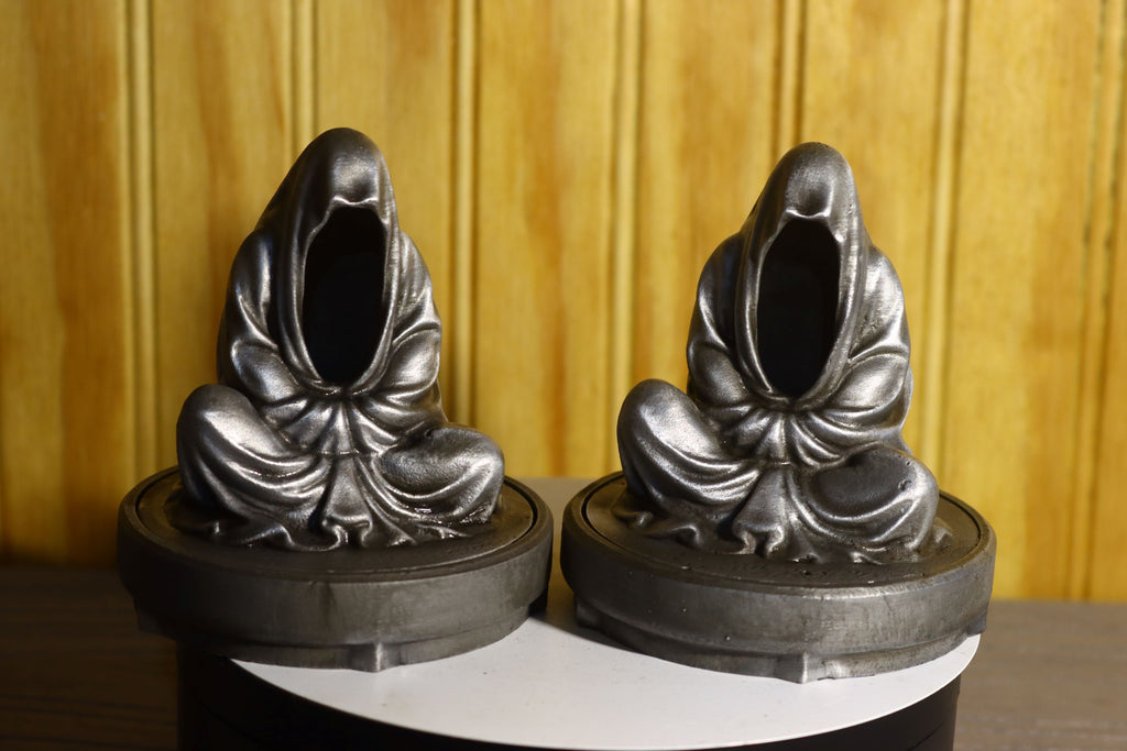Solid Aluminum Alloy (Tenzaloy) Tealight Grim Reaper Statue 4" Tall w/ Removeable Base