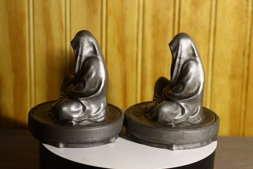 Solid Aluminum Alloy (Tenzaloy) Tealight Grim Reaper Statue 4" Tall w/ Removeable Base