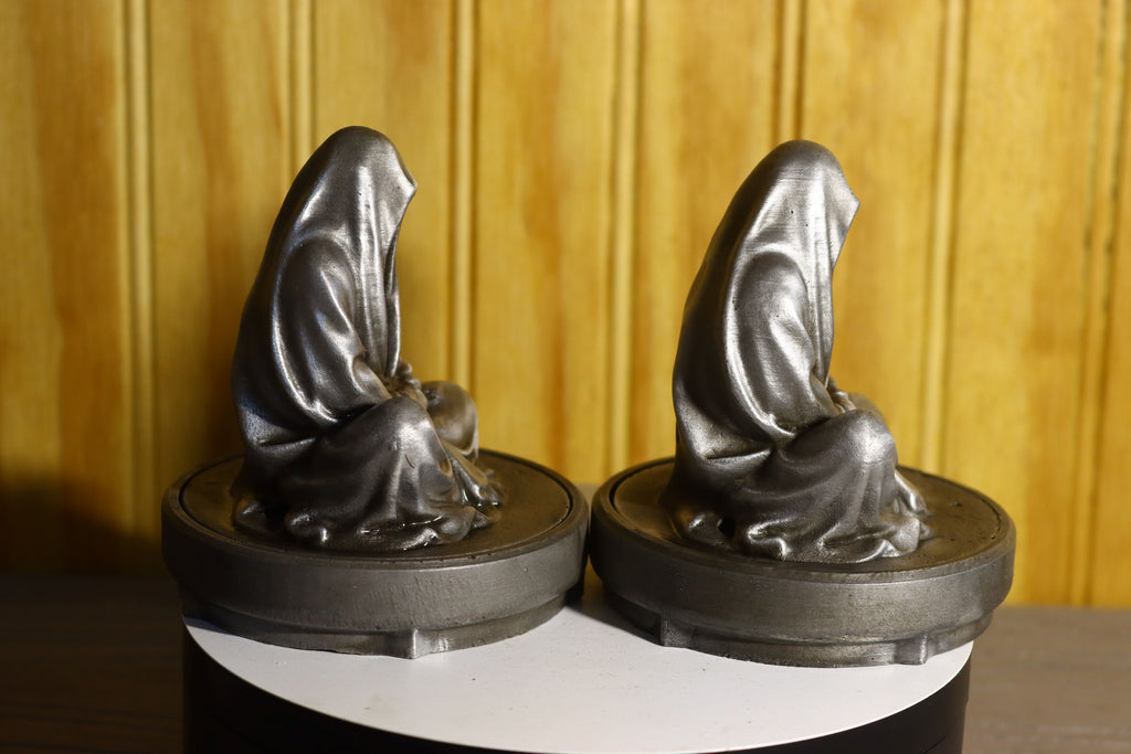 Solid Aluminum Alloy (Tenzaloy) Tealight Grim Reaper Statue 4" Tall w/ Removeable Base