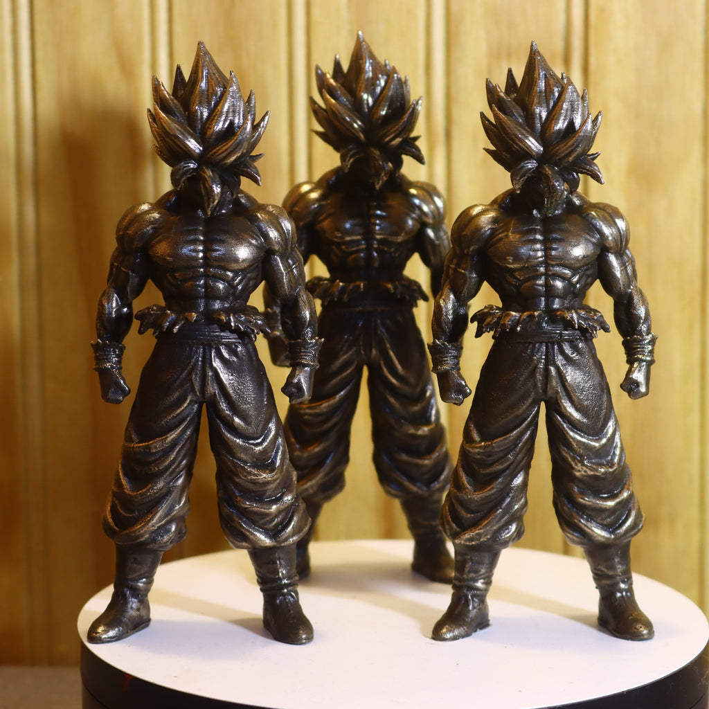 Solid Silicon Bronze Goku (Dragonball Z) Statue 6" Tall w/ Protectaclear & Felted Feet