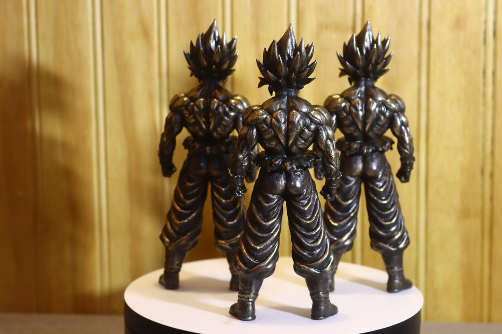 Solid Silicon Bronze Goku (Dragonball Z) Statue 6" Tall w/ Protectaclear & Felted Feet