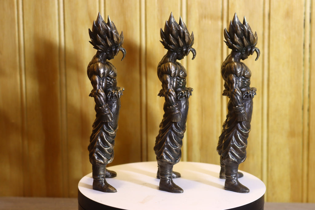 Solid Silicon Bronze Goku (Dragonball Z) Statue 6" Tall w/ Protectaclear & Felted Feet