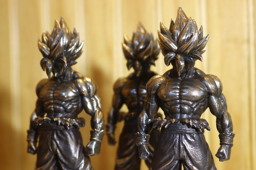 Solid Silicon Bronze Goku (Dragonball Z) Statue 6" Tall w/ Protectaclear & Felted Feet