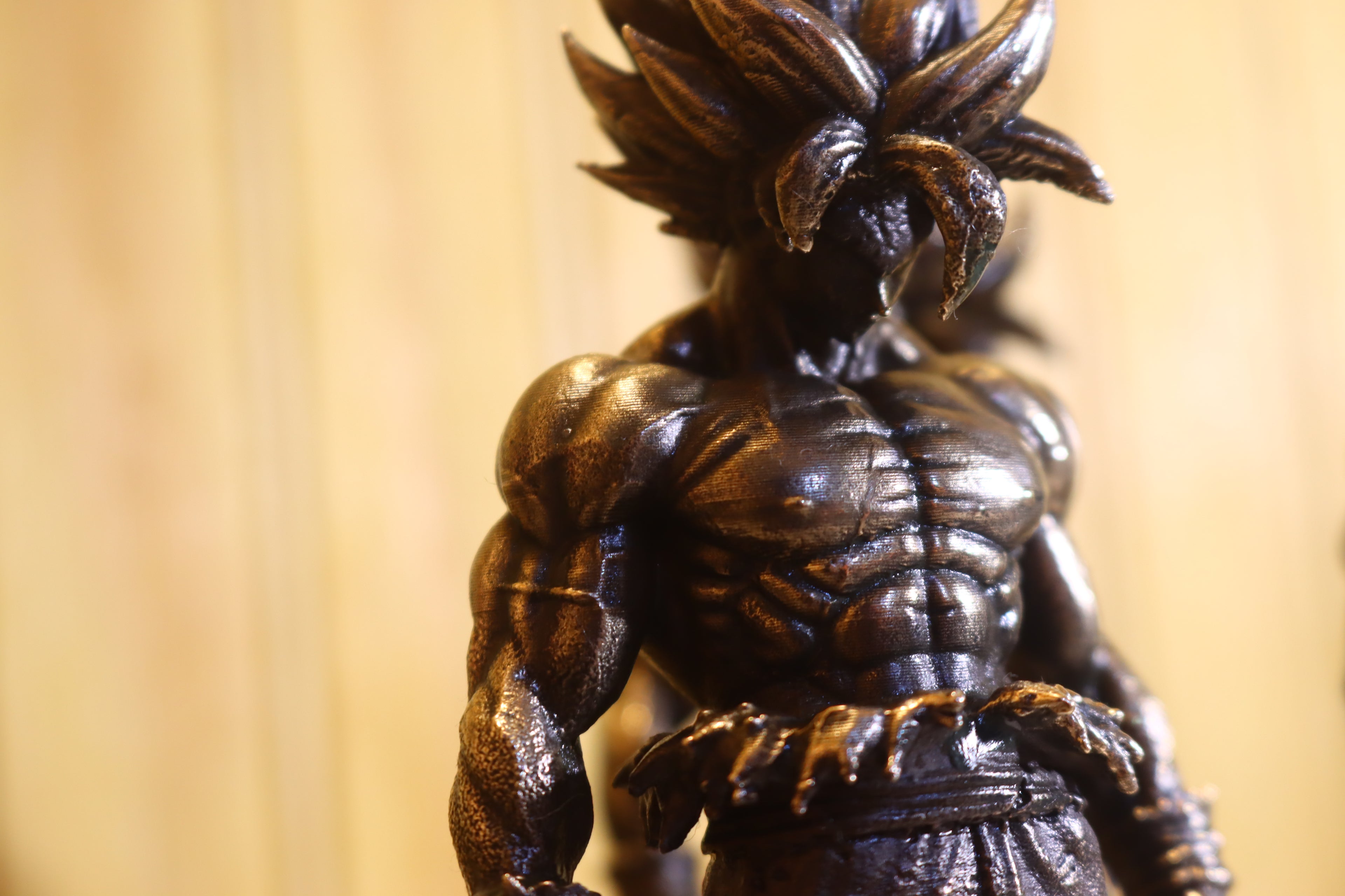 Solid Silicon Bronze Goku (Dragonball Z) Statue 6" Tall w/ Protectaclear & Felted Feet