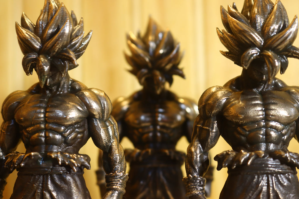 Solid Silicon Bronze Goku (Dragonball Z) Statue 6" Tall w/ Protectaclear & Felted Feet