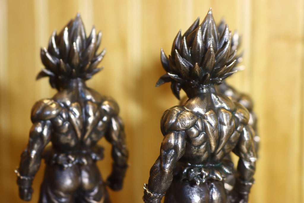 Solid Silicon Bronze Goku (Dragonball Z) Statue 6" Tall w/ Protectaclear & Felted Feet
