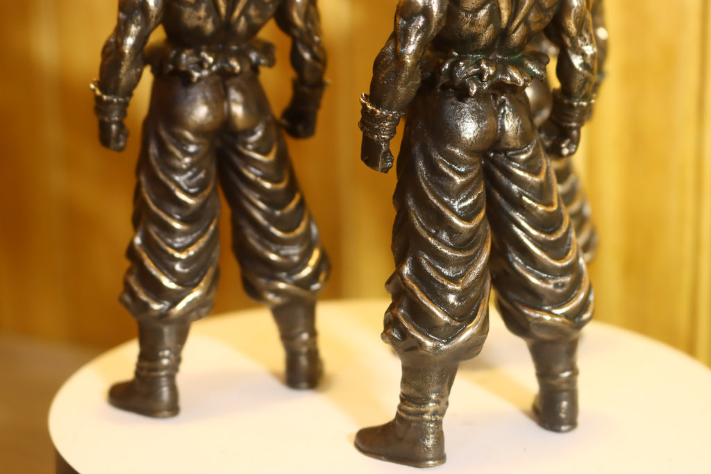 Solid Silicon Bronze Goku (Dragonball Z) Statue 6" Tall w/ Protectaclear & Felted Feet