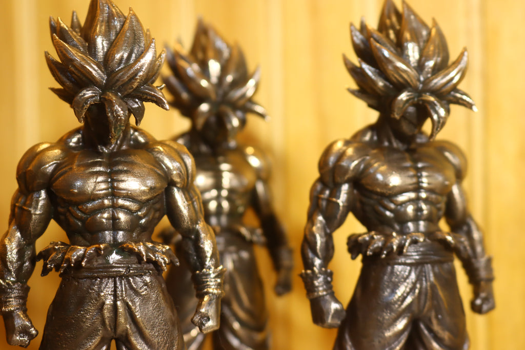 Solid Silicon Bronze Goku (Dragonball Z) Statue 6" Tall w/ Protectaclear & Felted Feet