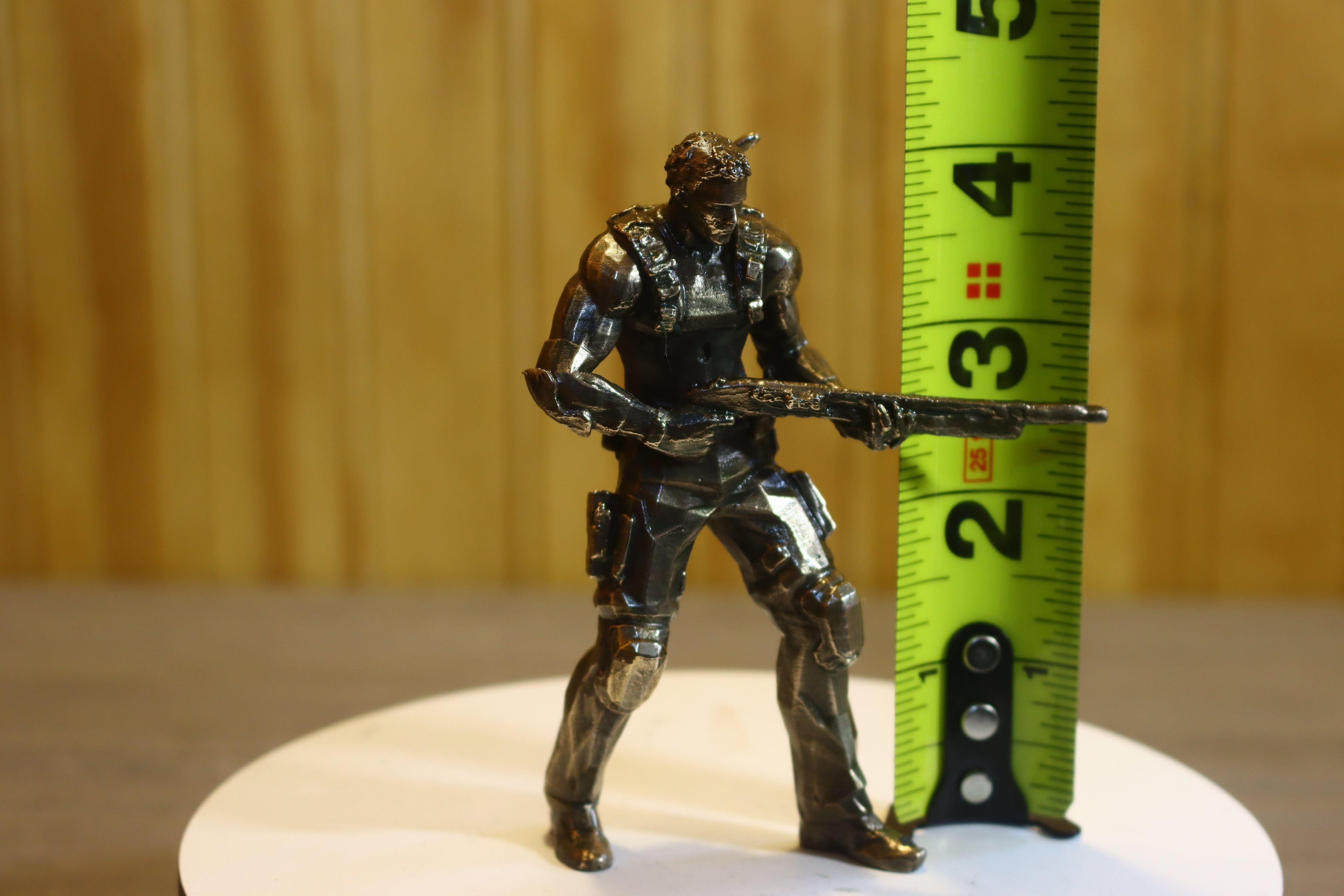 Solid Silicon Bronze Chris Redfield (Resident Evil) Statue 4.25" Tall w/ Protectaclear & Felted Feet