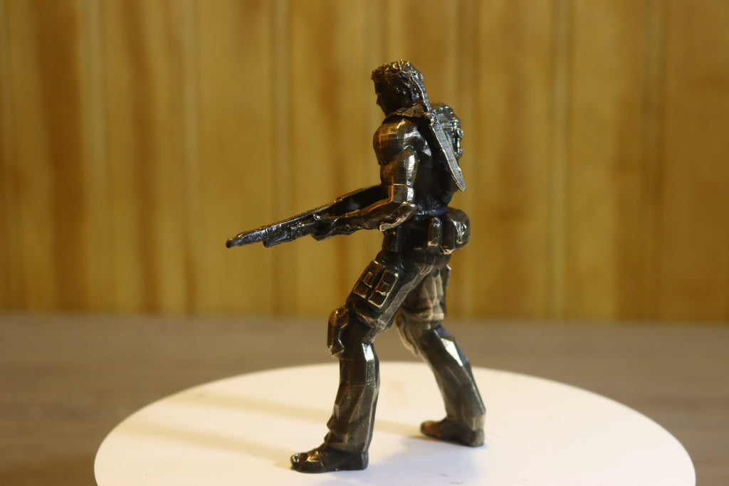 Solid Silicon Bronze Chris Redfield (Resident Evil) Statue 4.25" Tall w/ Protectaclear & Felted Feet