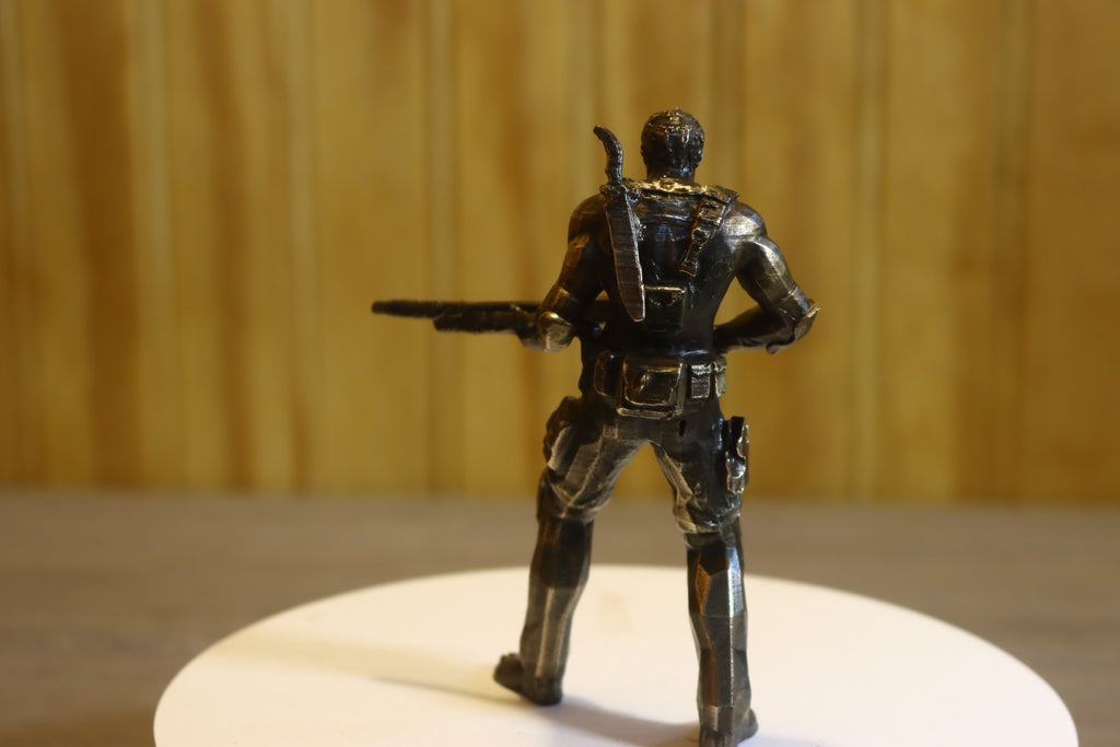Solid Silicon Bronze Chris Redfield (Resident Evil) Statue 4.25" Tall w/ Protectaclear & Felted Feet