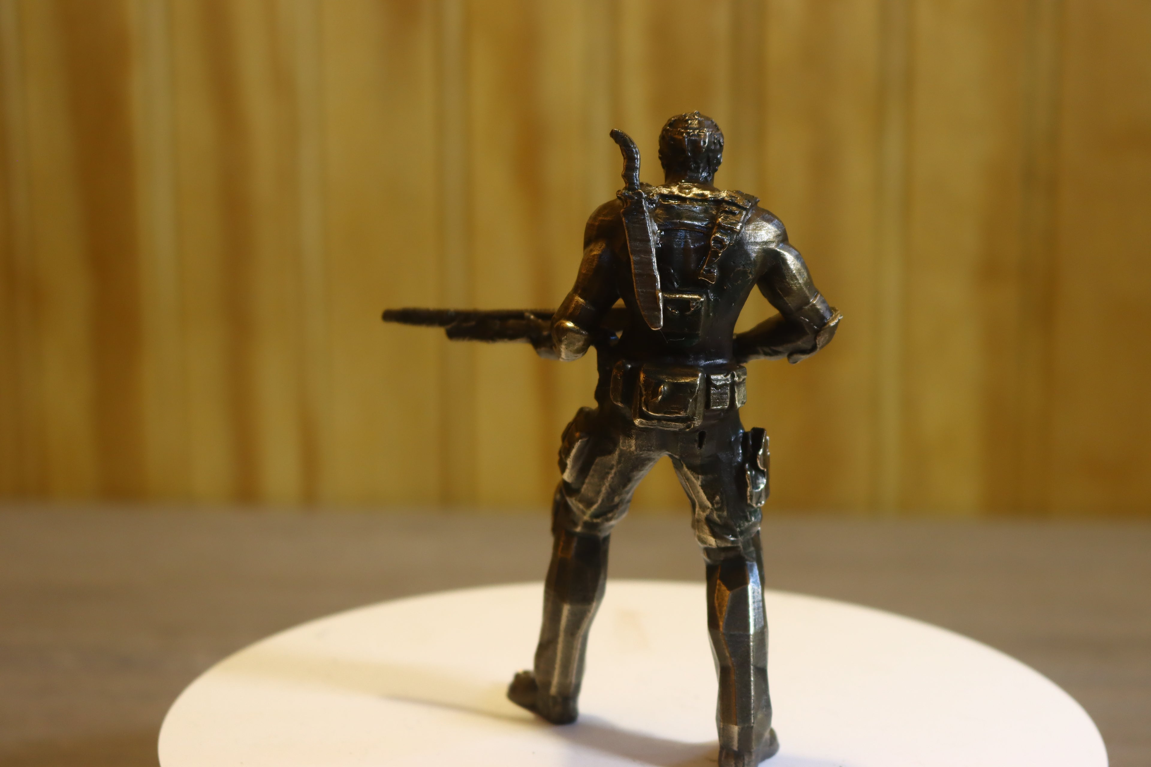 Solid Silicon Bronze Chris Redfield (Resident Evil) Statue 4.25" Tall w/ Protectaclear & Felted Feet