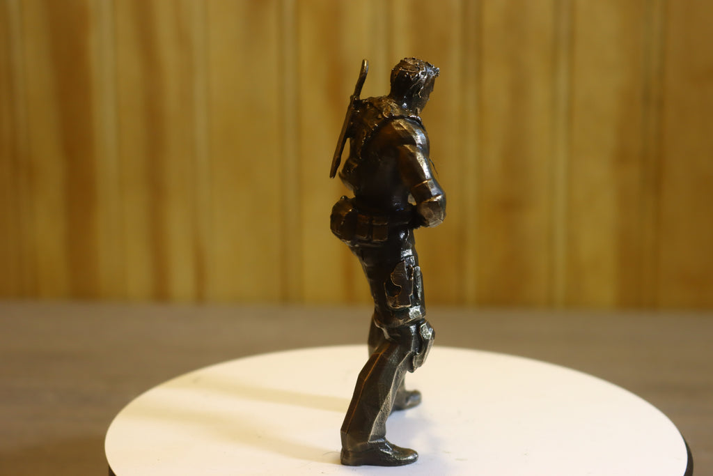 Solid Silicon Bronze Chris Redfield (Resident Evil) Statue 4.25" Tall w/ Protectaclear & Felted Feet