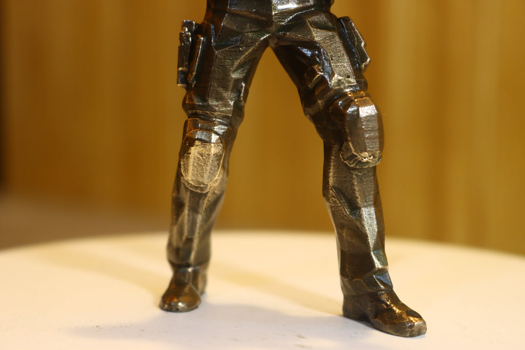 Solid Silicon Bronze Chris Redfield (Resident Evil) Statue 4.25" Tall w/ Protectaclear & Felted Feet