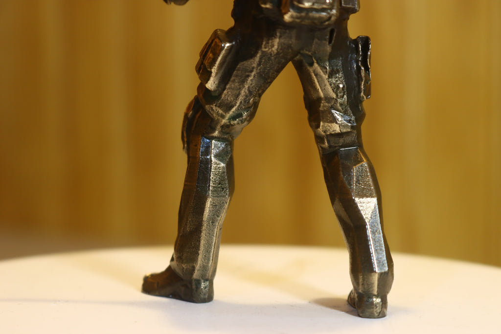 Solid Silicon Bronze Chris Redfield (Resident Evil) Statue 4.25" Tall w/ Protectaclear & Felted Feet