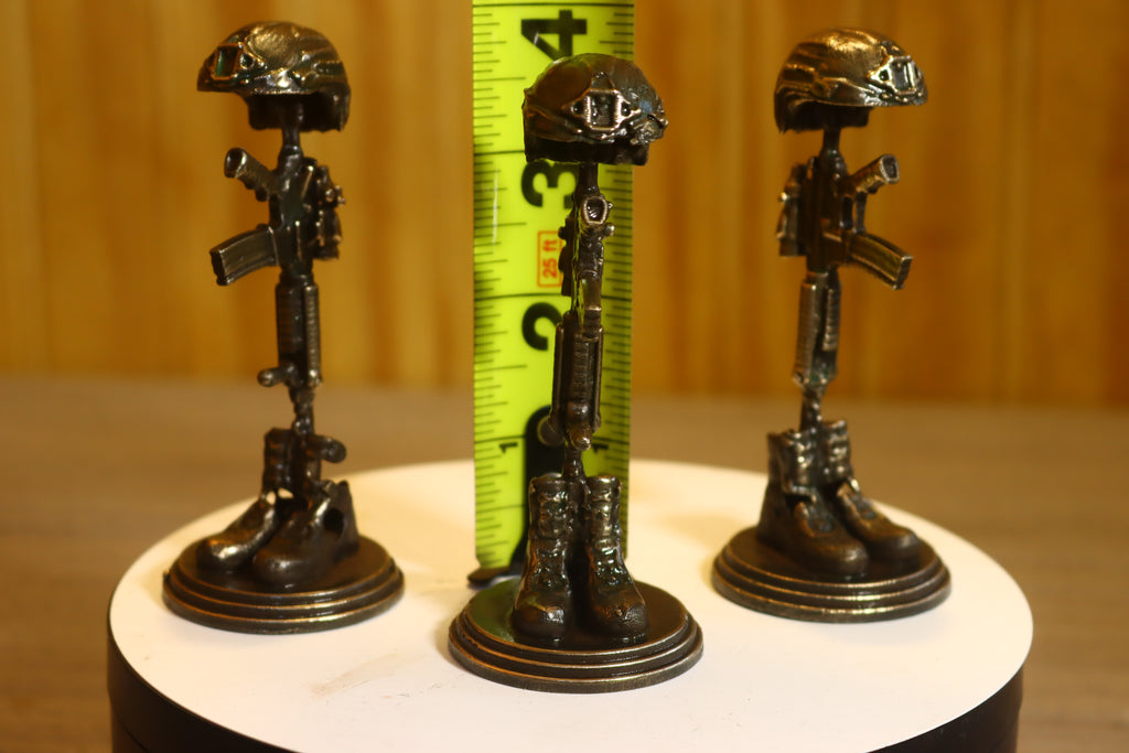 Solid Silicon Bronze Veteran Memorial Statue 4" Tall w/ Protectaclear & Felted Bottom