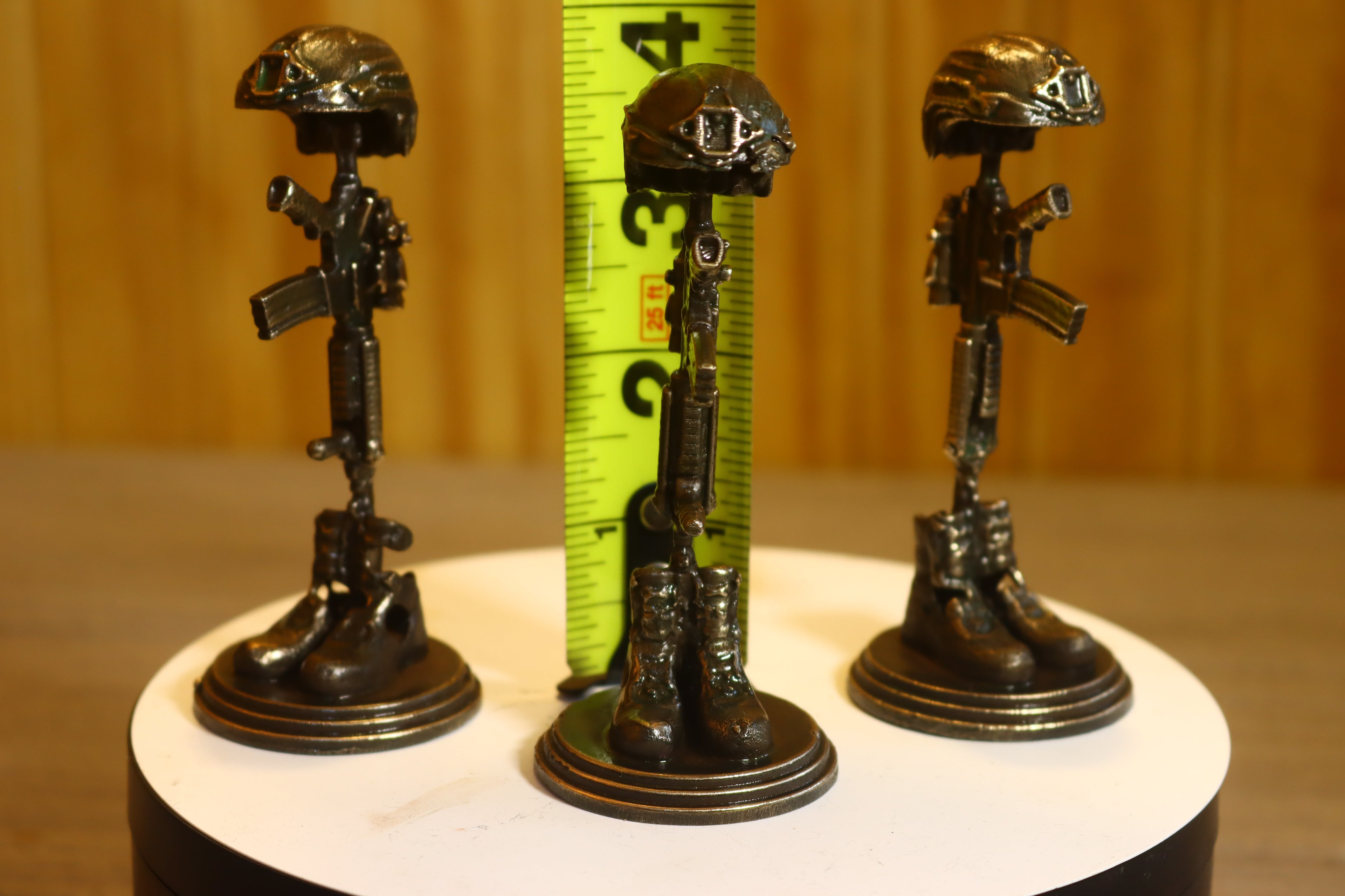 Solid Silicon Bronze Veteran Memorial Statue 4" Tall w/ Protectaclear & Felted Bottom