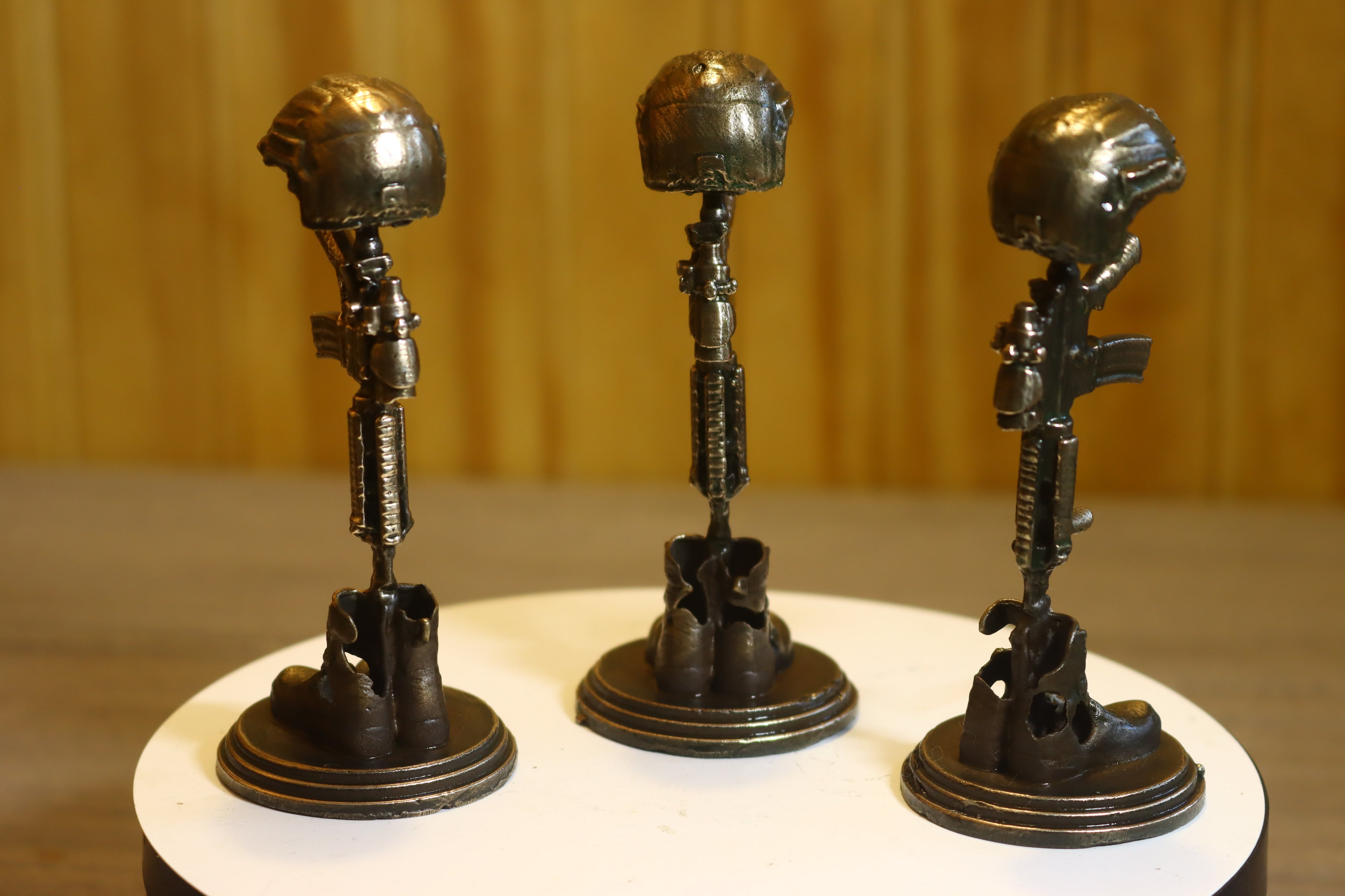 Solid Silicon Bronze Veteran Memorial Statue 4" Tall w/ Protectaclear & Felted Bottom