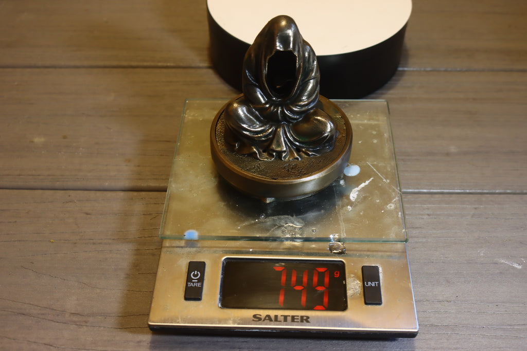 Hollow Silicon Bronze Grim Reaper Tealight Statue 4" Tall w/ Protectaclear, Felted Bottom, LED light