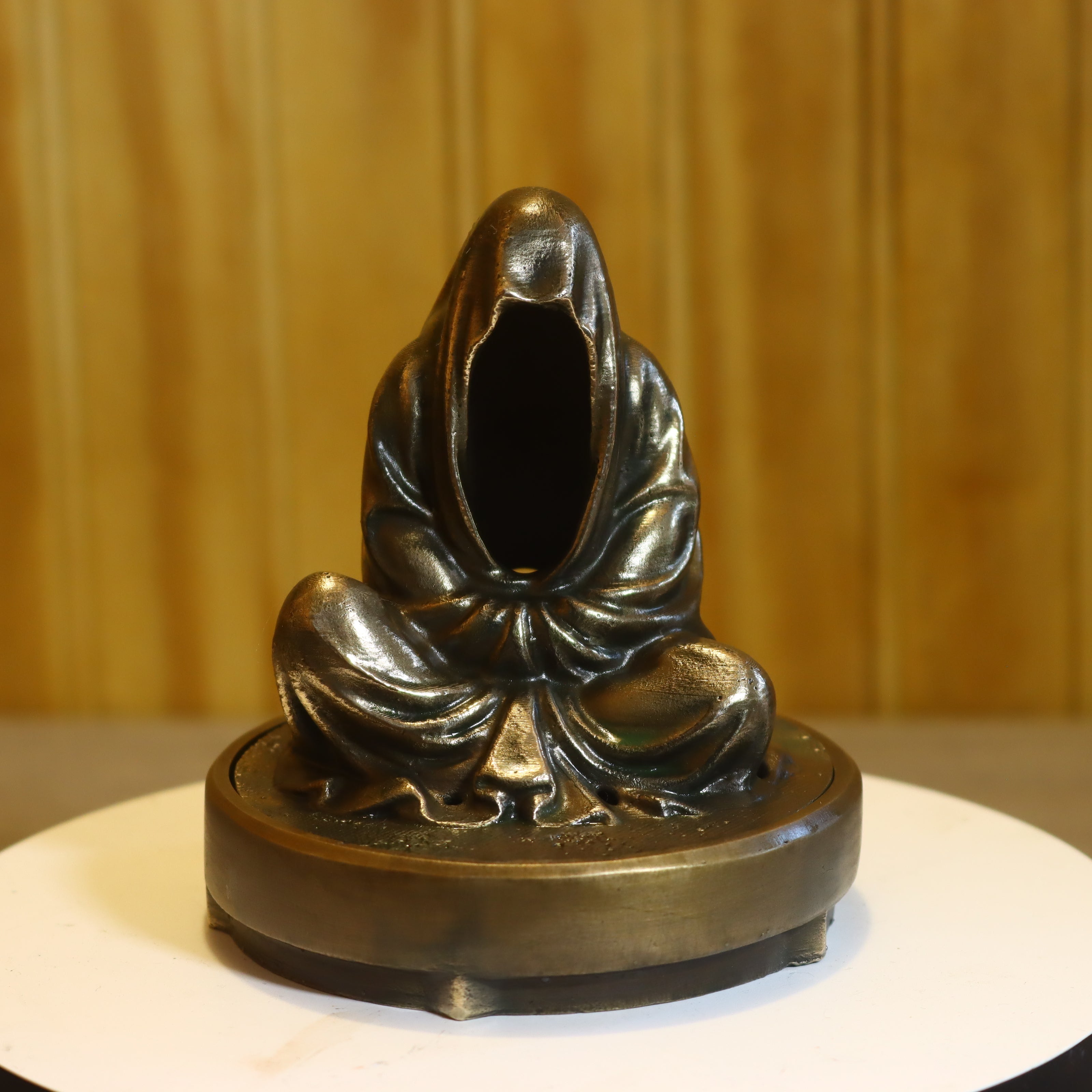Hollow Silicon Bronze Grim Reaper Tealight Statue 4" Tall w/ Protectaclear, Felted Bottom, LED light