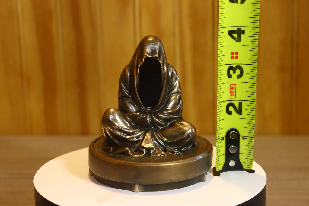 Hollow Silicon Bronze Grim Reaper Tealight Statue 4" Tall w/ Protectaclear, Felted Bottom, LED light