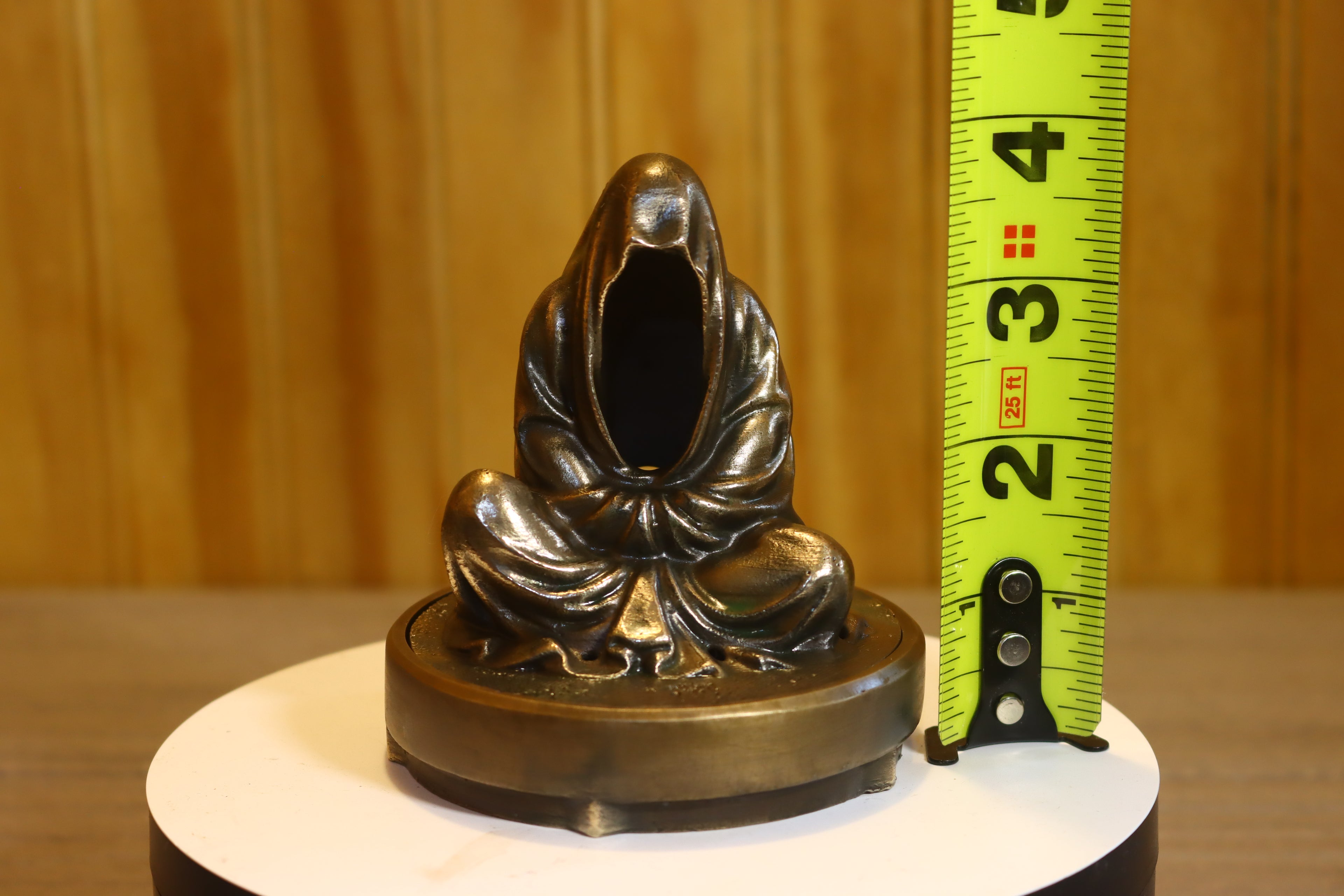 Hollow Silicon Bronze Grim Reaper Tealight Statue 4" Tall w/ Protectaclear, Felted Bottom, LED light