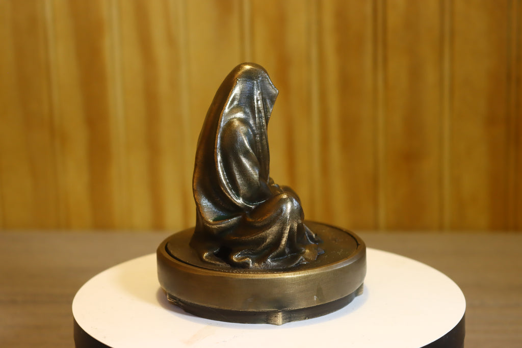 Hollow Silicon Bronze Grim Reaper Tealight Statue 4" Tall w/ Protectaclear, Felted Bottom, LED light