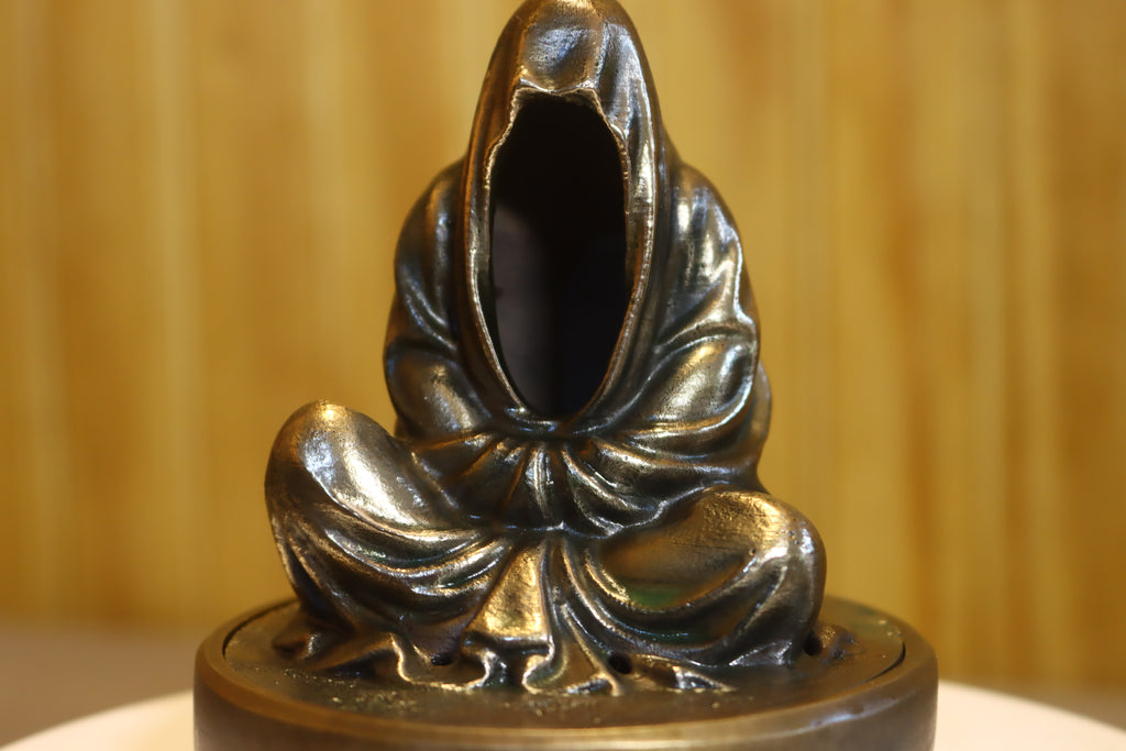 Hollow Silicon Bronze Grim Reaper Tealight Statue 4" Tall w/ Protectaclear, Felted Bottom, LED light