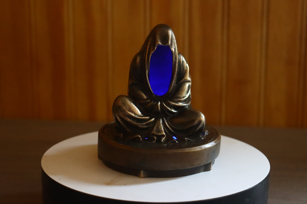 Hollow Silicon Bronze Grim Reaper Tealight Statue 4" Tall w/ Protectaclear, Felted Bottom, LED light