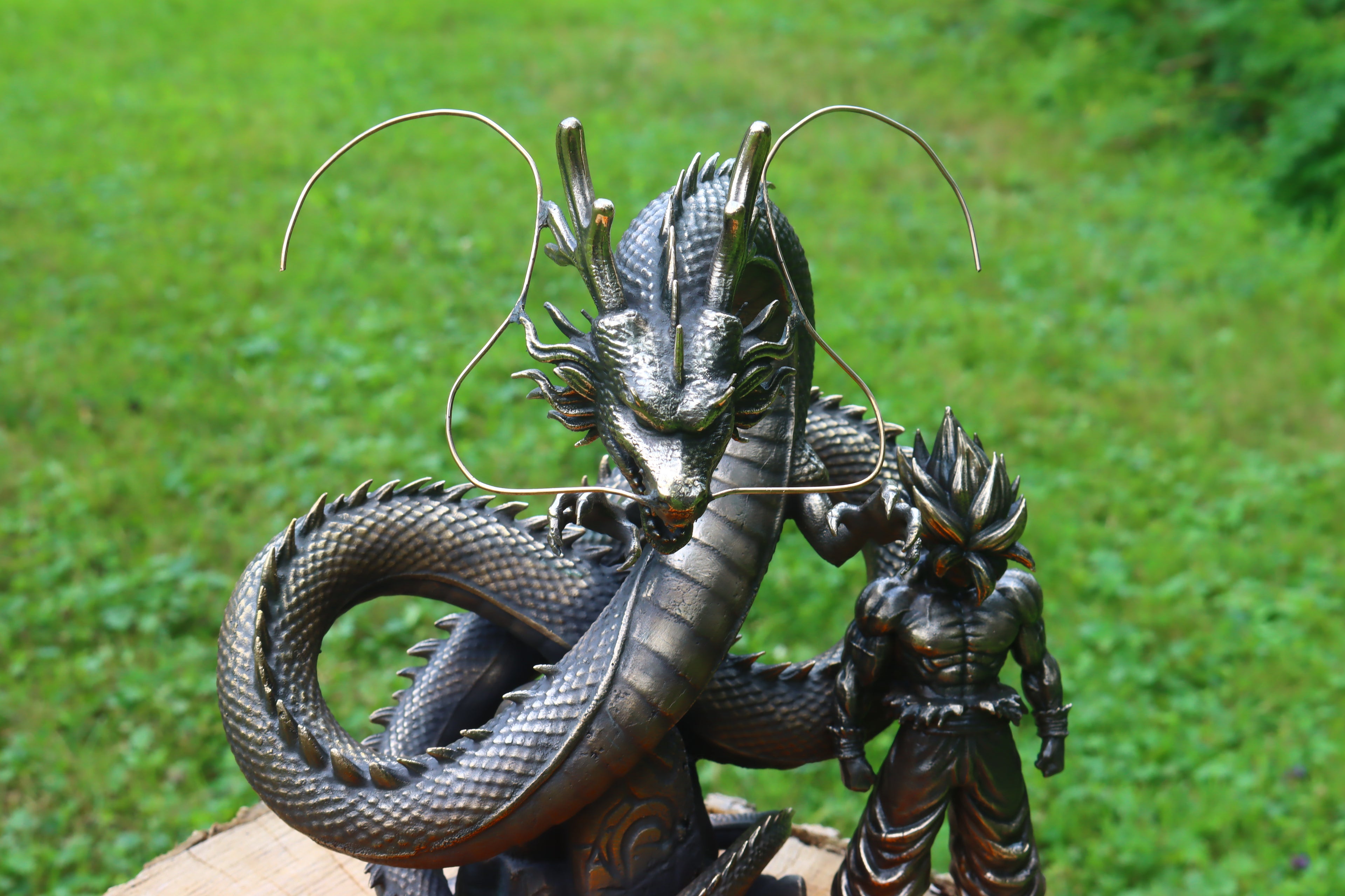 Solid Silicon Bronze Shenron Statue 8.75" Tall w/ Felted Bottom 11lbs 2.4 oz