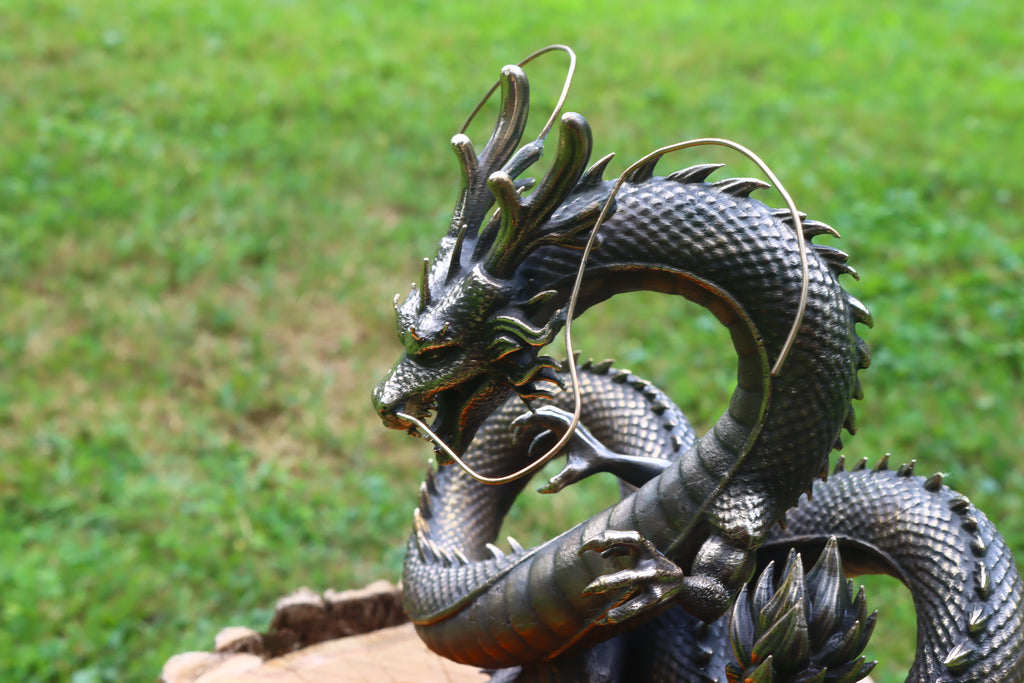 Solid Silicon Bronze Shenron Statue 8.75" Tall w/ Felted Bottom 11lbs 2.4 oz