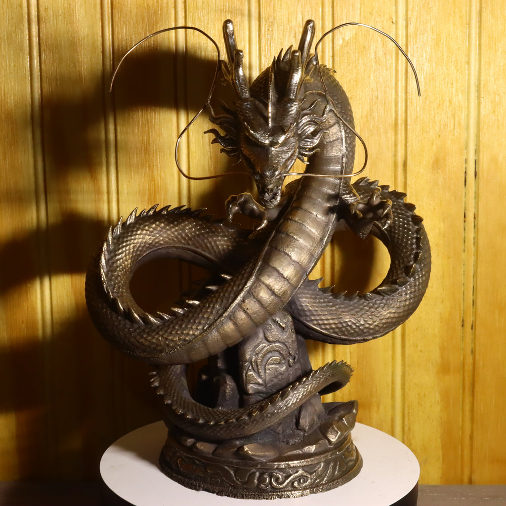 Solid Silicon Bronze Shenron Statue 8.75" Tall w/ Felted Bottom 11lbs 2.4 oz