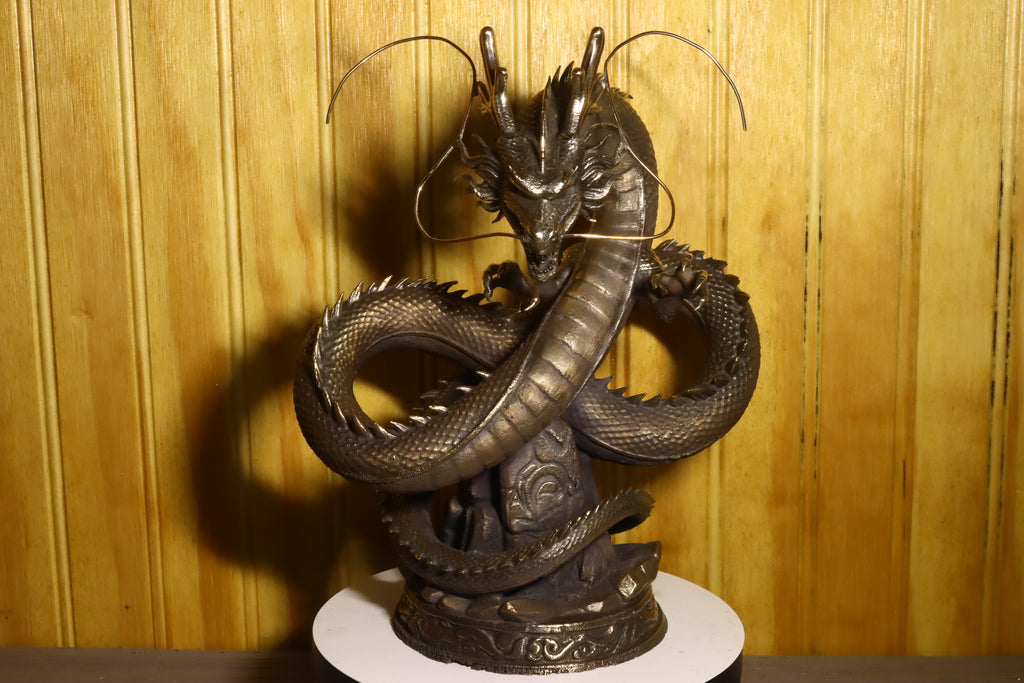 Solid Silicon Bronze Shenron Statue 8.75" Tall w/ Felted Bottom 11lbs 2.4 oz
