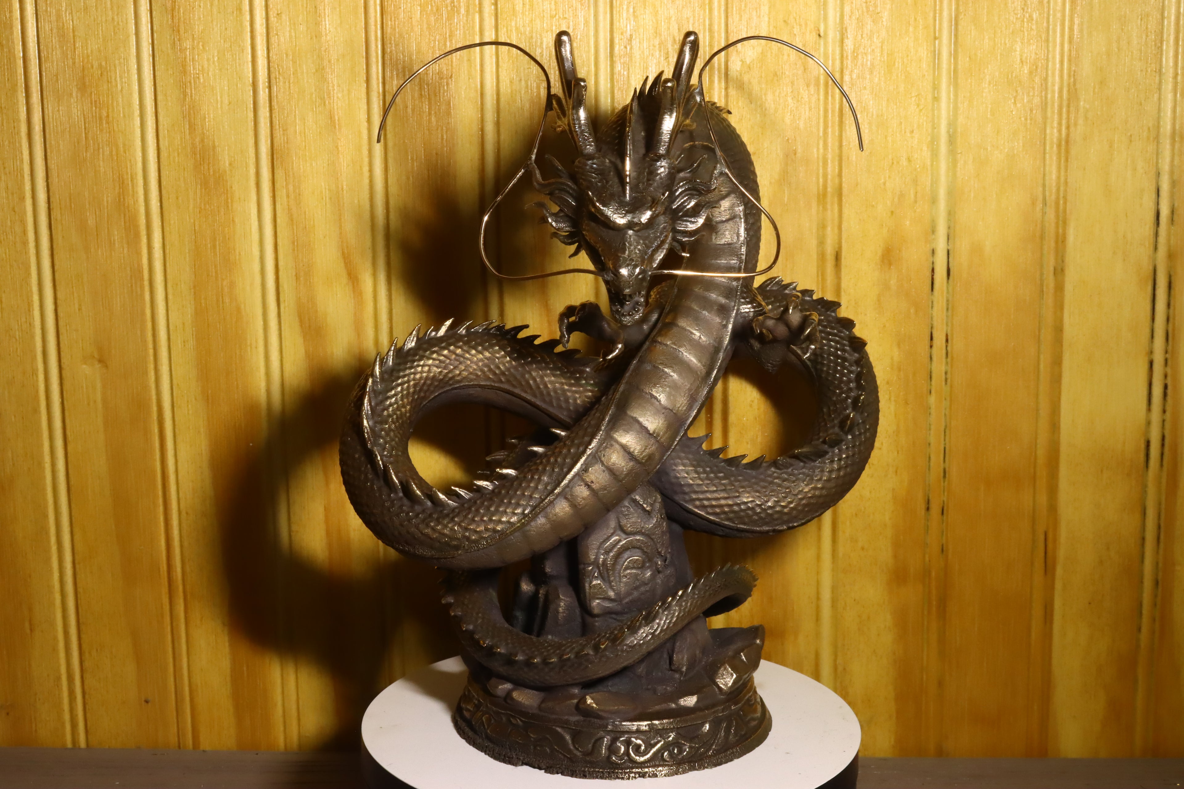 Solid Silicon Bronze Shenron Statue 8.75" Tall w/ Felted Bottom 11lbs 2.4 oz