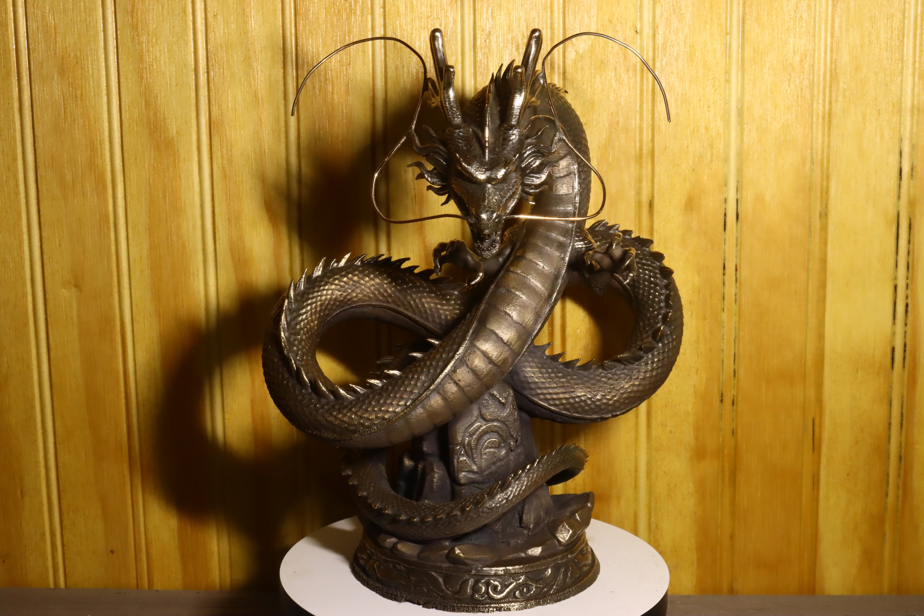 Solid Silicon Bronze Shenron Statue 8.75" Tall w/ Felted Bottom 11lbs 2.4 oz