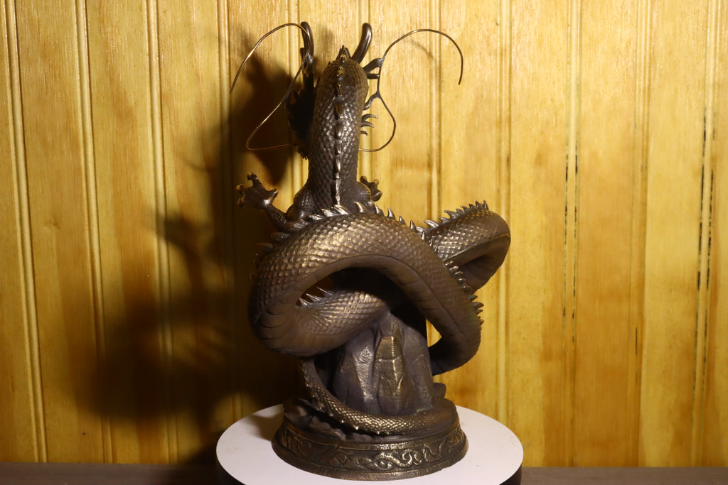 Solid Silicon Bronze Shenron Statue 8.75" Tall w/ Felted Bottom 11lbs 2.4 oz
