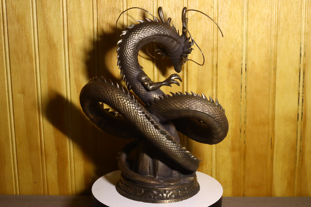Solid Silicon Bronze Shenron Statue 8.75" Tall w/ Felted Bottom 11lbs 2.4 oz