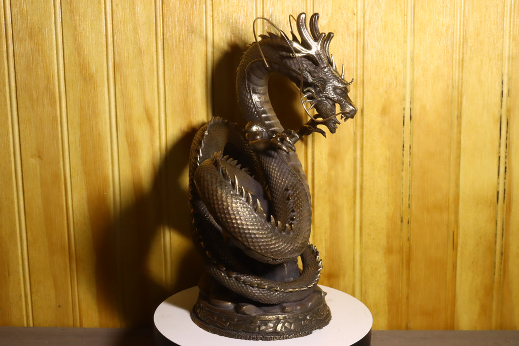 Solid Silicon Bronze Shenron Statue 8.75" Tall w/ Felted Bottom 11lbs 2.4 oz