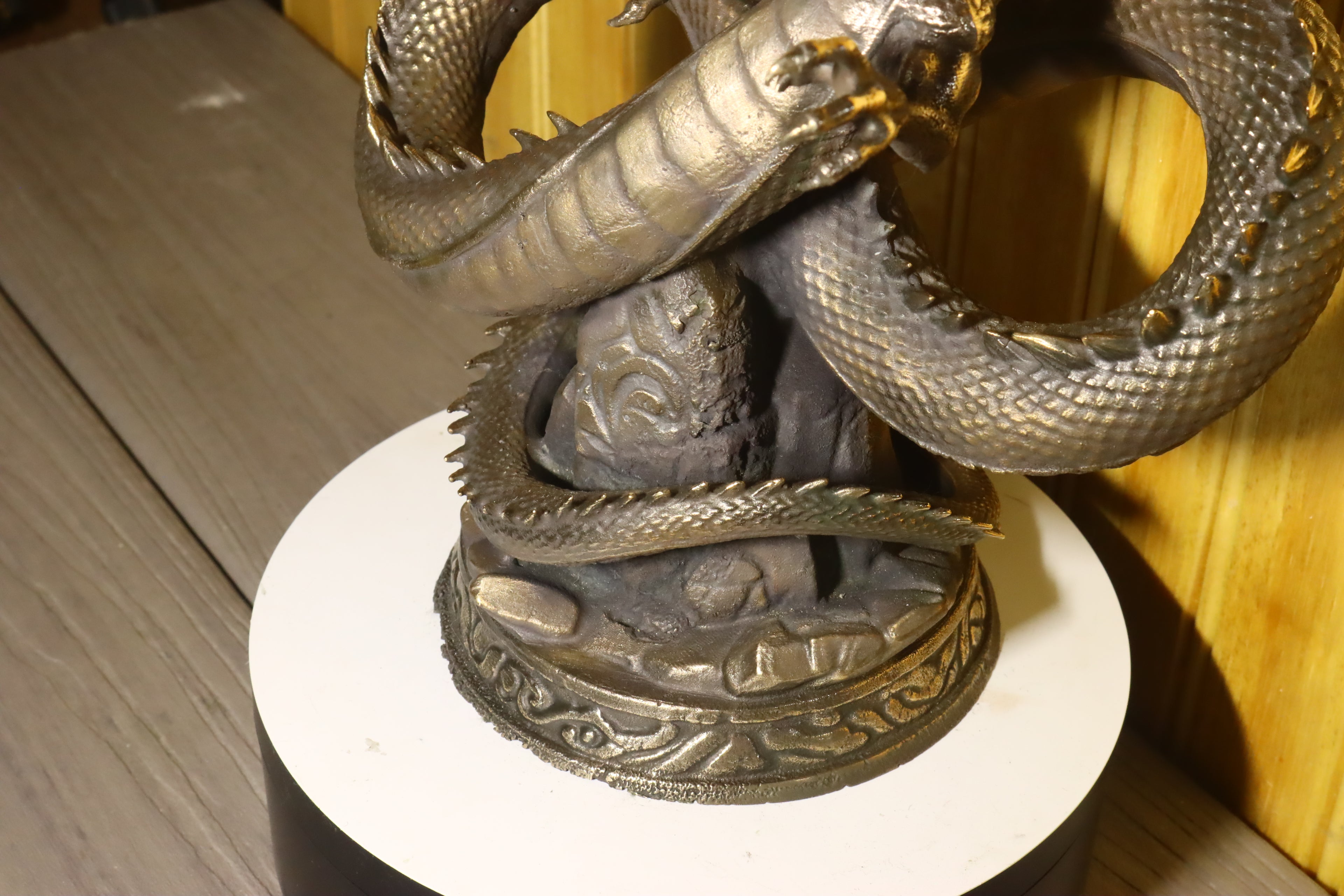 Solid Silicon Bronze Shenron Statue 8.75" Tall w/ Felted Bottom 11lbs 2.4 oz
