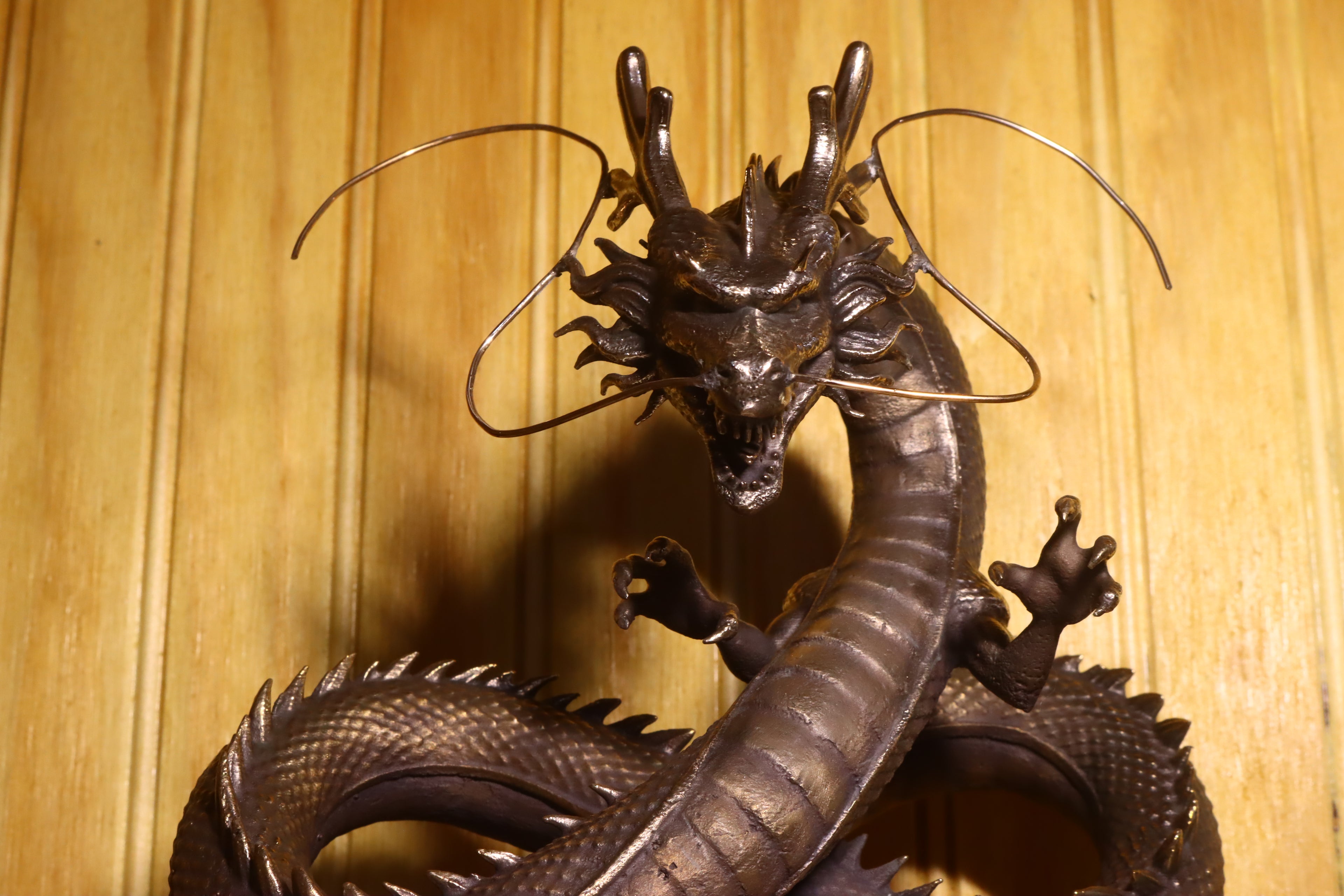 Solid Silicon Bronze Shenron Statue 8.75" Tall w/ Felted Bottom 11lbs 2.4 oz
