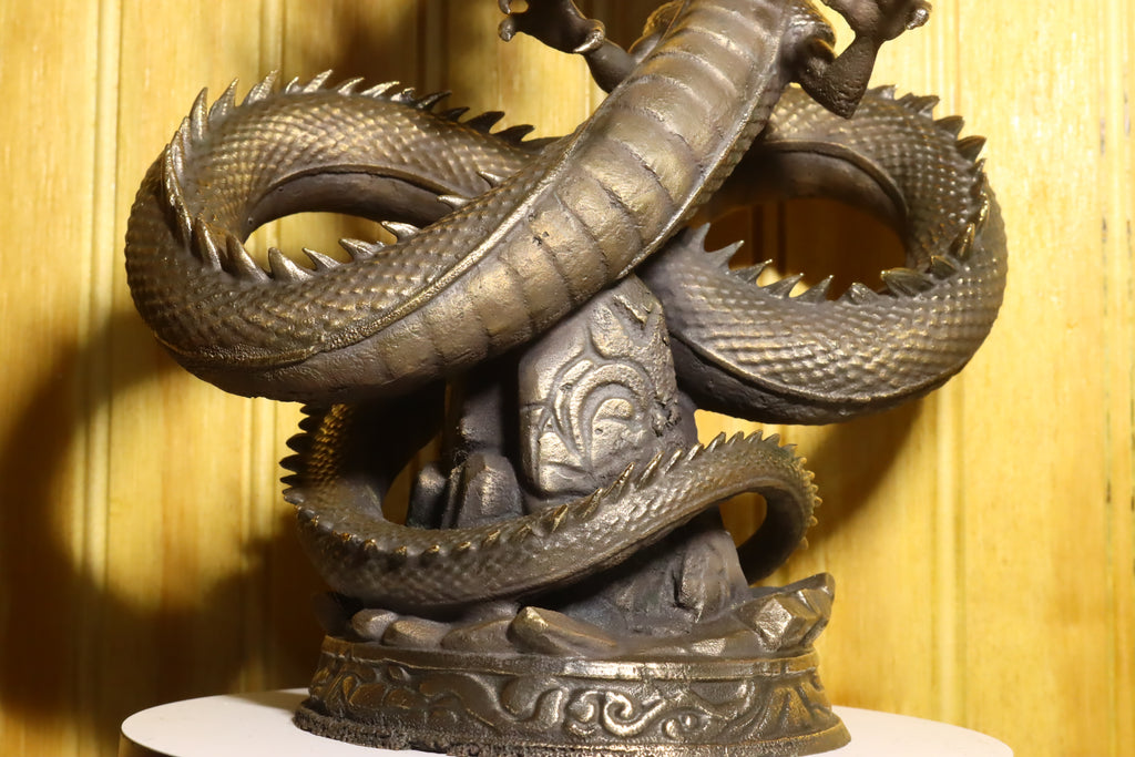 Solid Silicon Bronze Shenron Statue 8.75" Tall w/ Felted Bottom 11lbs 2.4 oz