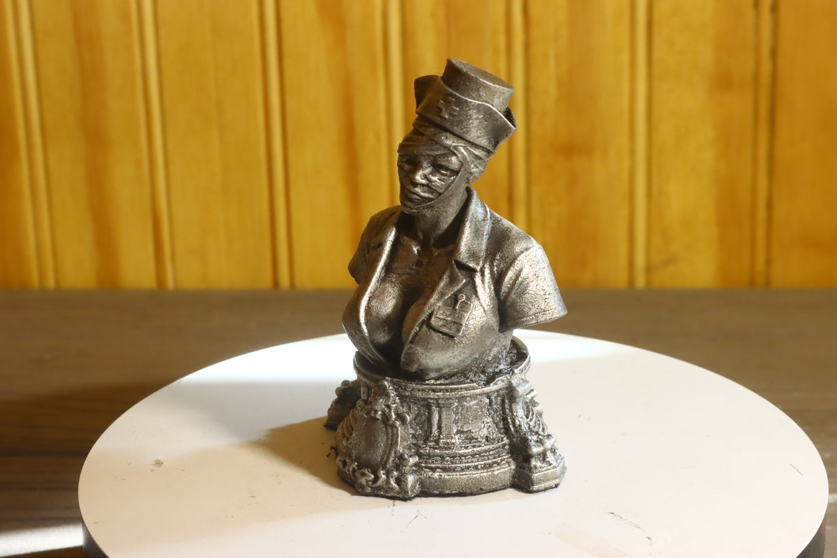 Solid Aluminum Alloy (Tenzaloy) Horror Medical Nurse Bust 3.5" Tall w/ Protectaclear & Felted Bottom