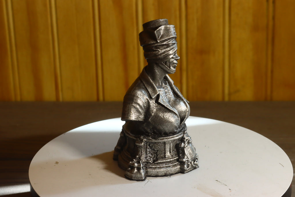 Solid Aluminum Alloy (Tenzaloy) Horror Medical Nurse Bust 3.5" Tall w/ Protectaclear & Felted Bottom