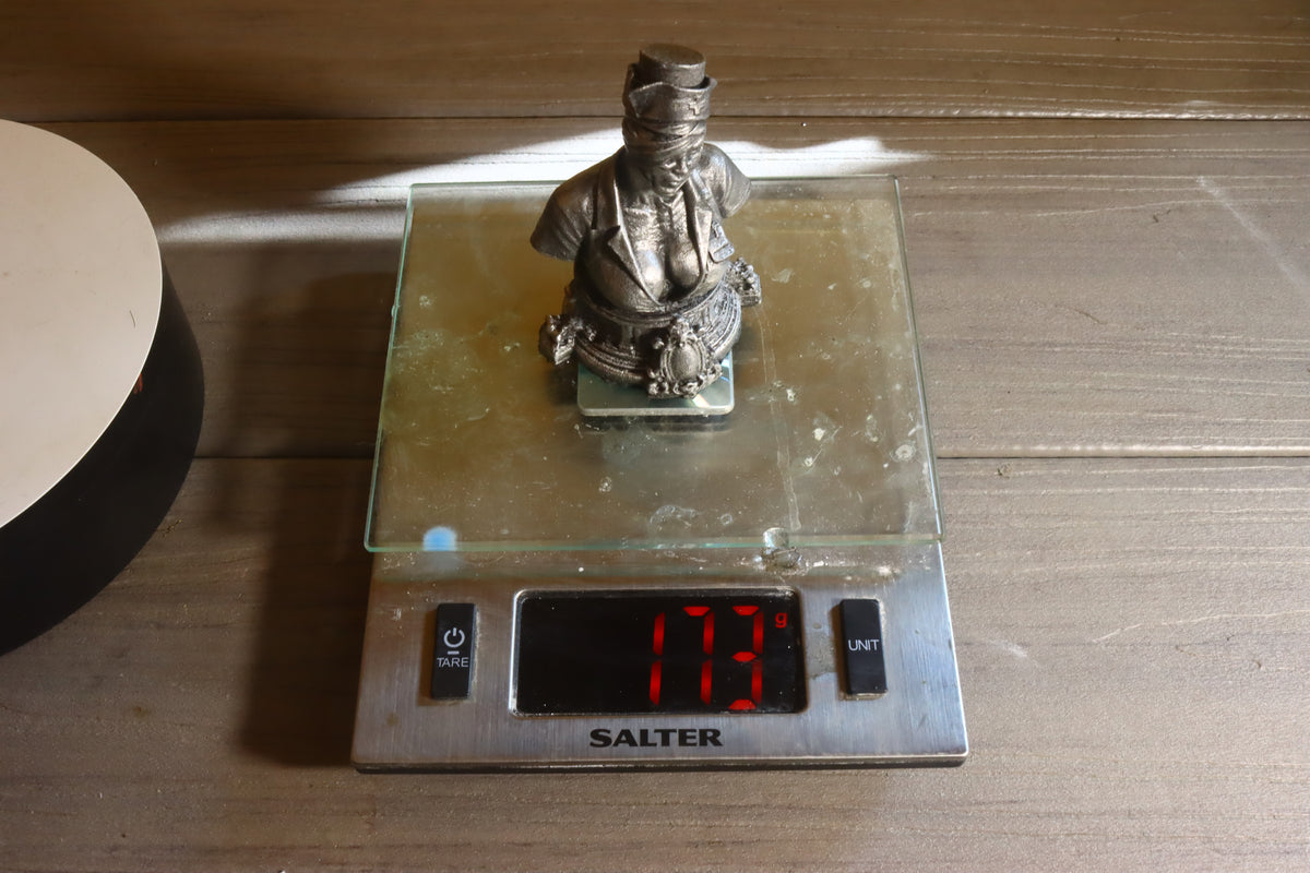 Solid Aluminum Alloy (Tenzaloy) Horror Medical Nurse Bust 3.5" Tall w/ Protectaclear & Felted Bottom